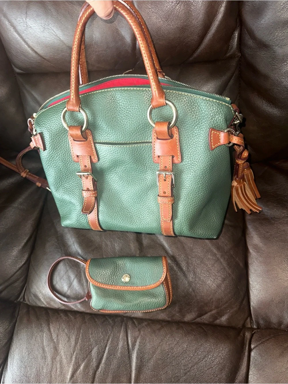 Dooney & Bourke Bristol satchel green with matching wallet